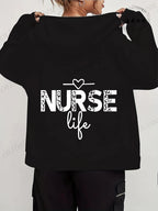 Women's Autumn Winter Hoodies Stethoscope EKG printed zipper Hooded Jackets Nursing Zipper Pocket Sweatshirt Nurse Life Outwear