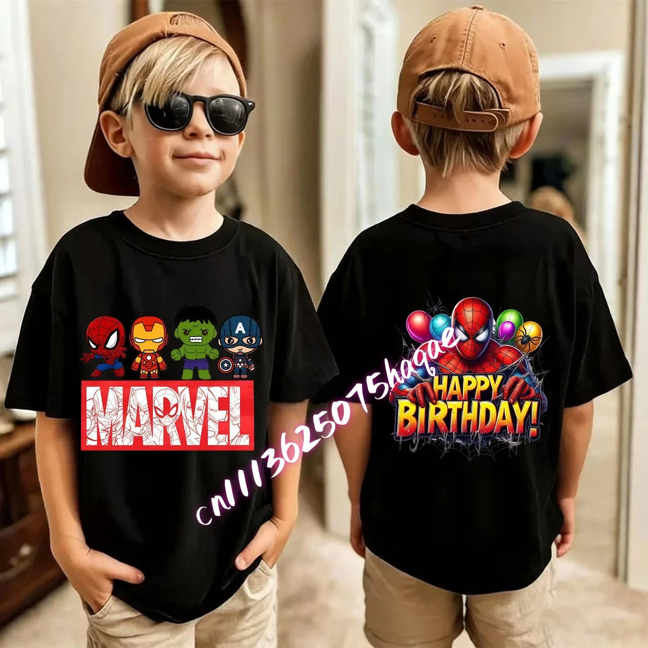 Kids Summer Cute Spider-Man Print Children's Short-Sleeved T-Shirt for Girls Boys 100% Cotton - Fashionable Short Sleeve