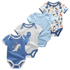 4Pieces Cotton Newborn Bodysuit Print Baby Girl Clothes 0-12M Cartoon Baby Boy Clothes Summer Short Sleeve Romper Bebes