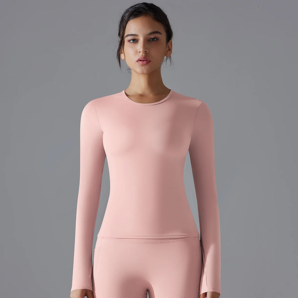 Yoga Shirts For Women Long Sleeve Winter Fitness Running Gym Clothes Workout Dry Fit Breathable High Elastic Sports Top