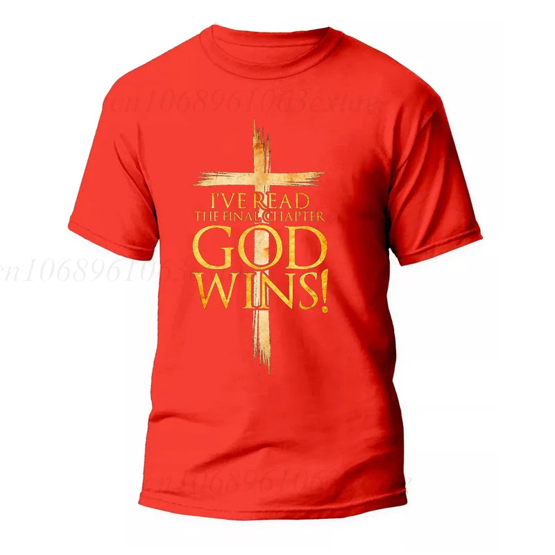 God Wins Christian Faith Cross T-Shirt Men Fashion Women's Tshirts Summer Fashion Tee Shirts Harajuku Shirts Casual Camisetas