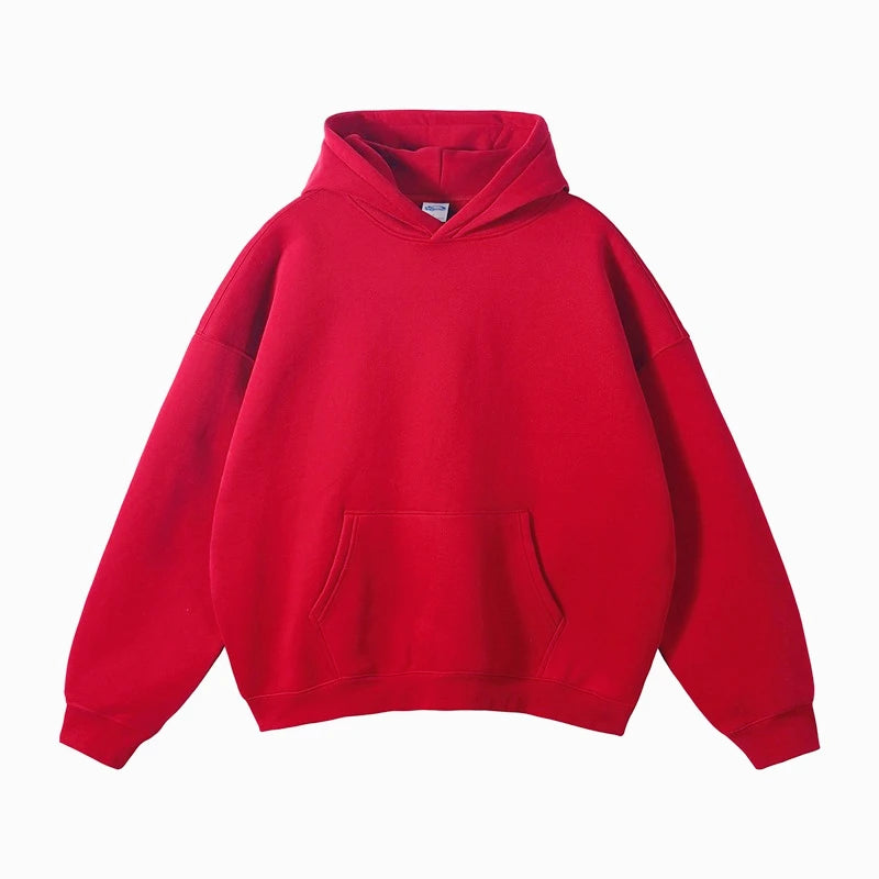 Plus Size Europe, America, Autumn and Winter Velvet Warm Thickened Retro Loose Casual Hoodie Couple Solid Color Sweater Tide