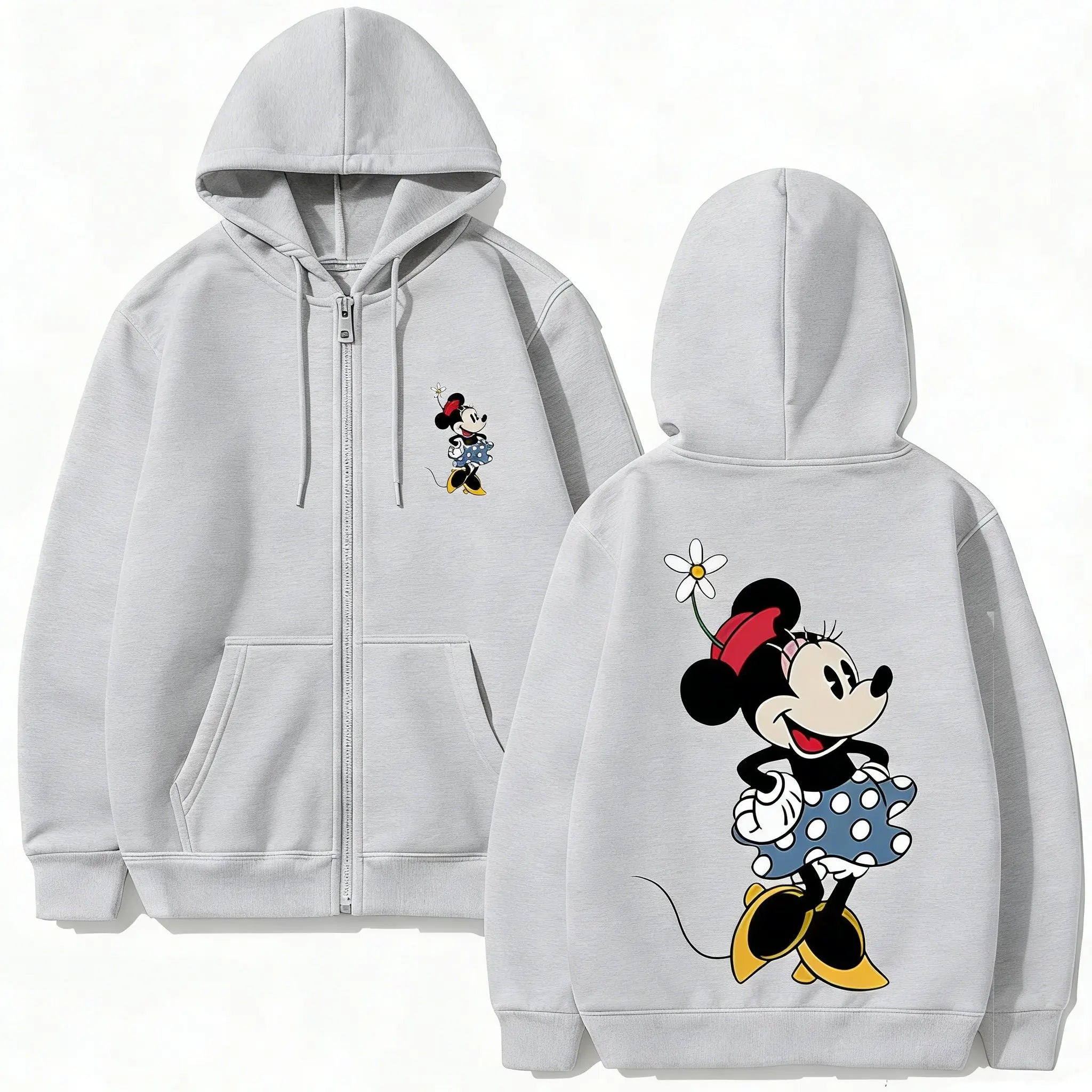 Disney Mickey Minnie Couple Hoodie Zip Up Graphic Print Sweatshirt Cartoon Jacket Casual Tops Streetwear 2026 Spring Autumn Y2k