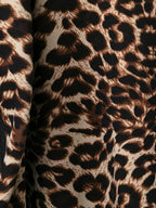 Large size autumn new leopard print casual solid color jacket for women, long sleeved zipper jacket