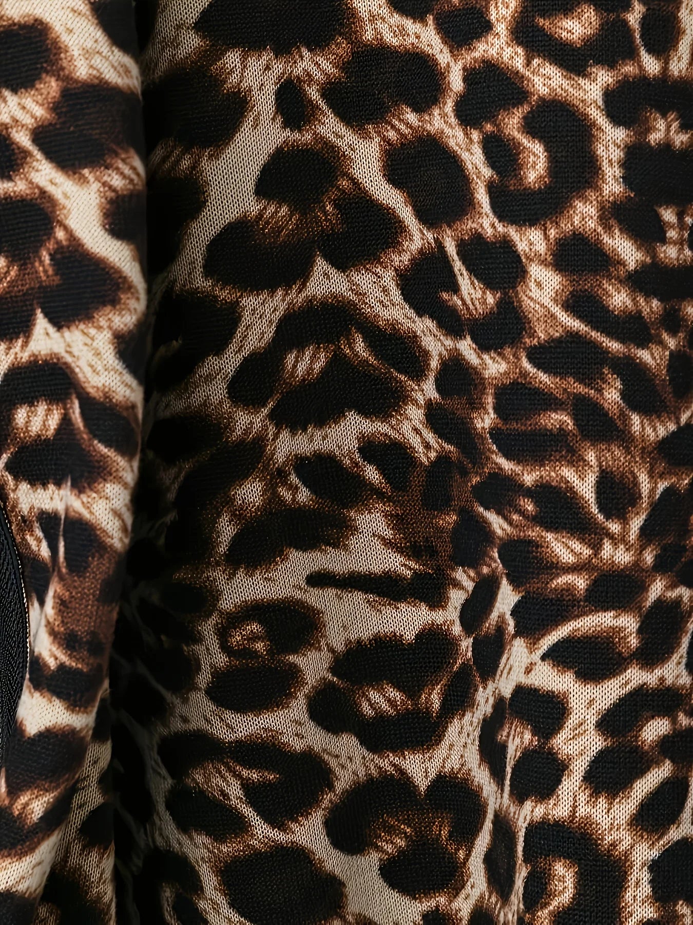 Large size autumn new leopard print casual solid color jacket for women, long sleeved zipper jacket