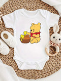 Winnie The Pooh Eat Honey Pattern Printed Baby Clothes Rompers Cartoon Infant Toddler Boys Girls Jumpsuit Bodysuits