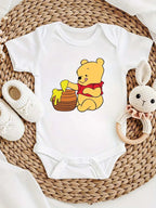 Winnie The Pooh Eat Honey Pattern Printed Baby Clothes Rompers Cartoon Infant Toddler Boys Girls Jumpsuit Bodysuits