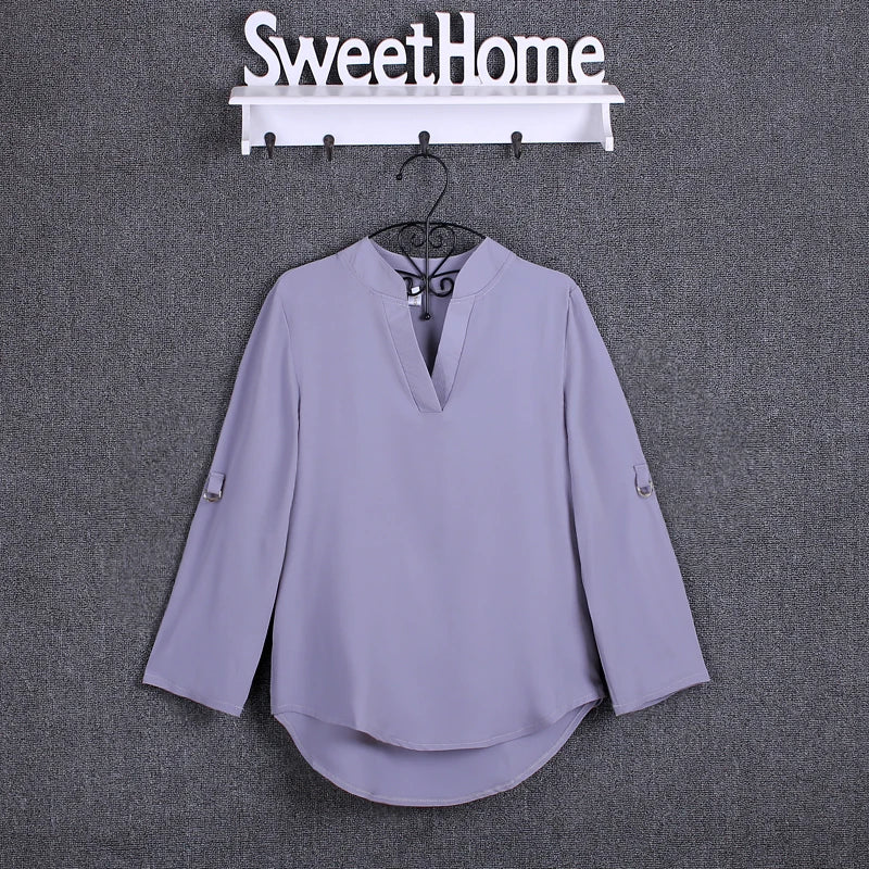 Plus Size Blouse Clothing Women Long Sleeve Shirt Chiffon Blouse Ladies Top