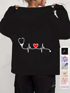 Women's Autumn Winter Hoodies Stethoscope EKG printed zipper Hooded Jackets Nursing Zipper Pocket Sweatshirt Nurse Life Outwear