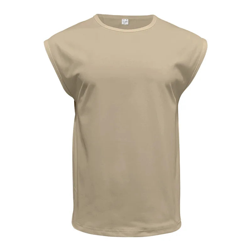 Amazon cross-border American summer new vest men's loose youth casual solid color thin shoulder T-shirt for men
