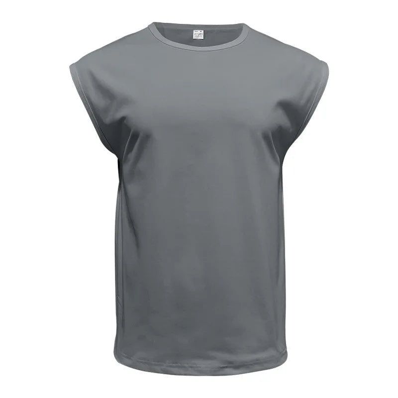 Amazon cross-border American summer new vest men's loose youth casual solid color thin shoulder T-shirt for men