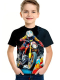Cool Car Boy's T-Shirt Fashion 3D Print Summer Kids Short Sleeve Tops Lightweight Tees Outdoor Comfortable Children's Clothing