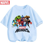 Summer Boys Girls Hulk T-Shirt 3-14 Years Marvel Super Hero Kids Spiderman Breathable Short Sleeve Avengers Soft Tee