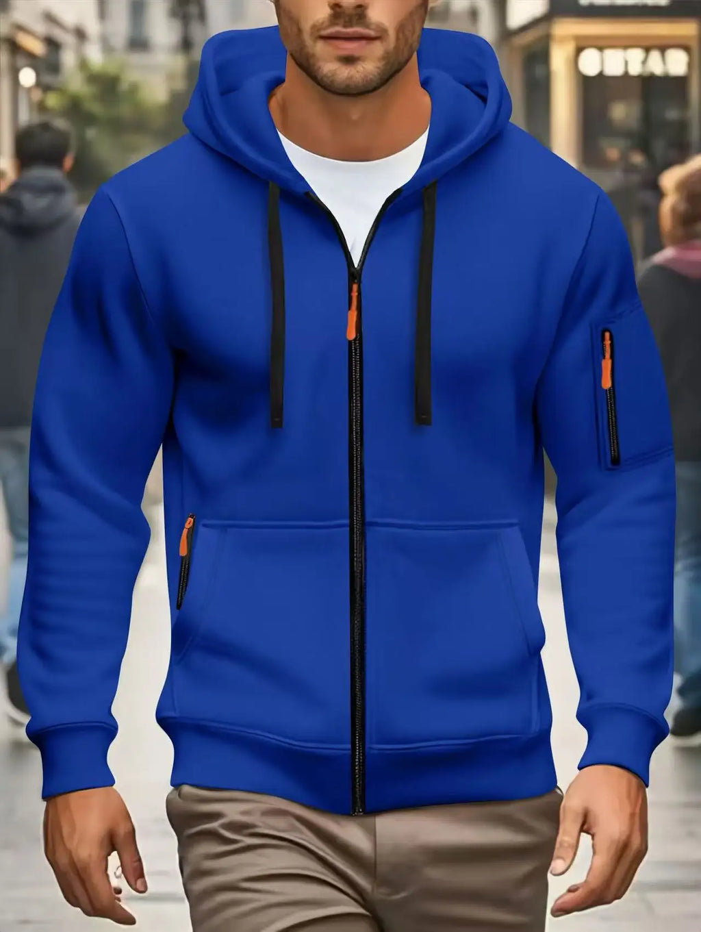 Men autumn and winter New Hoodies Long Sleeve Sweatshirt pocket Zipper Design Hooded Sweatshirt  Men Sportswear Casual Jacket