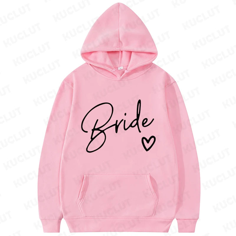 Team Bride Matching Hoodies Women Soft Casual Bridesmaid Bachelorette Party Gift Hooded Sweatshirts Wedding Group Outfits Tops