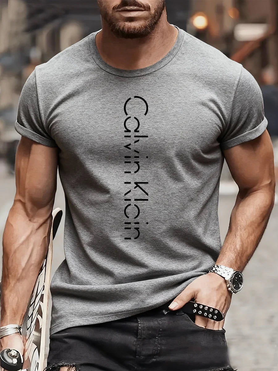 Luxurious brand fashionable cartoon letter print round-neck street-style short-sleeved T-shirt, trendy men's summer Y2K top