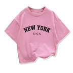 Summer Baby Boy Clothes Kid Girls Casual Tops New York Printed T-shirts Children Fashion Crew Neck Short Sleeve Top