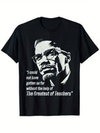 Malcolm X Inspirational T-Shirt - 100% Cotton, Men's All-Season Crew Neck Tee