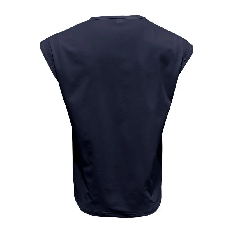 Amazon cross-border American summer new vest men's loose youth casual solid color thin shoulder T-shirt for men