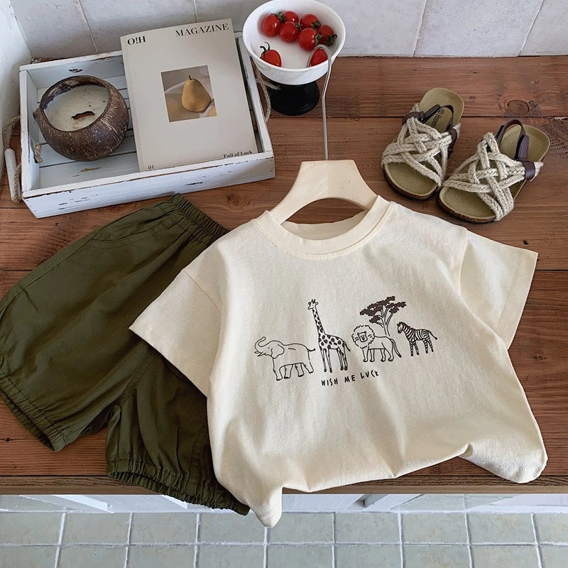 1 2 3 4 5years Kids Clothing Summer T-shirt Tops O-neck Casual Loose Baby Girl Boy Short Sleeve Tees Children's Clothes Tshirts