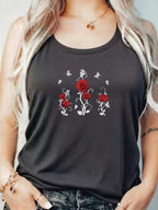 Loose Fit Printed Pocket T-Shirt for Women with Ribbed Collar round Neck 1-8XL plus Size Comfortable Casual Vest