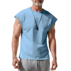 Amazon cross-border American summer new vest men's loose youth casual solid color thin shoulder T-shirt for men