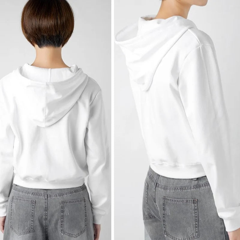2026 hoodie female student loose spring and autumn with hat solid color simple hooded top jacket