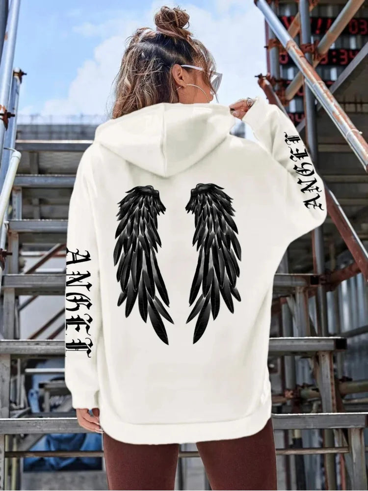 Beautiful Angel Wings Women's Hoodie Warm and Comfortable Casual Hoodie Fashion Classic Street Outdoor Sports Hoodie Loose