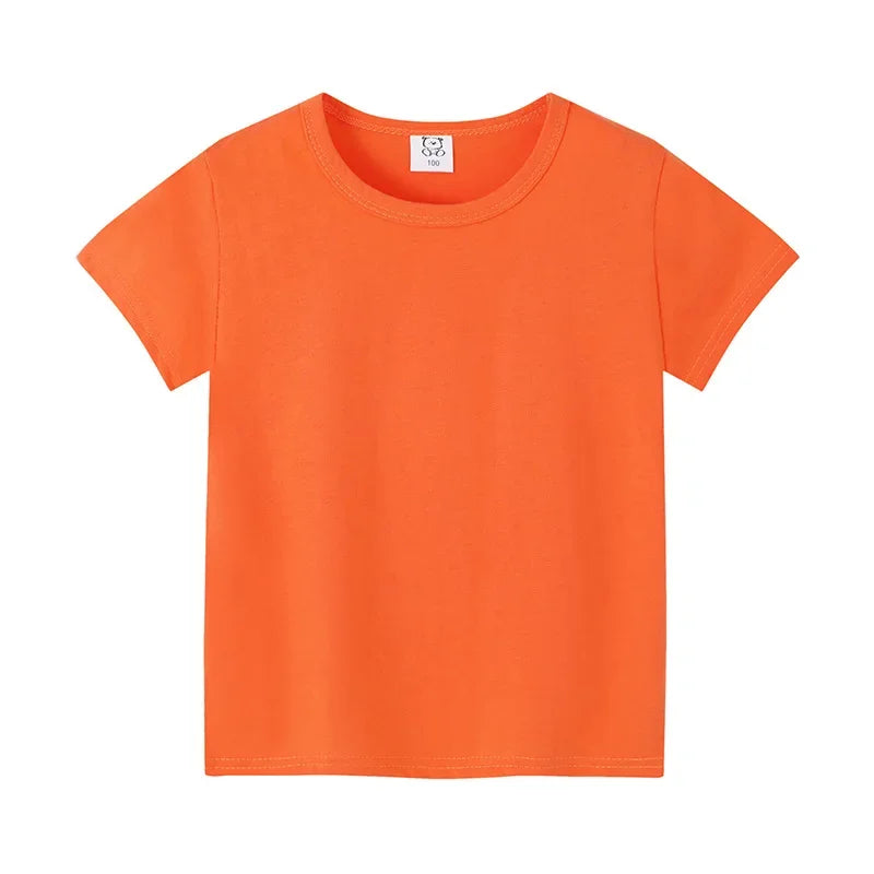 2-12Years Summer children's short sleeve T-shirt cotton baby clothes boys girls blank Infant T-shirt Kids shirt solid tees tops
