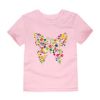100% Cotton Toddler Girl T Shirt 2 to 3 4 5 6 7 8 9 10 11 12 13 14 Years Pink White Tshirt Flower Print Teenage Girls Tee Shirts