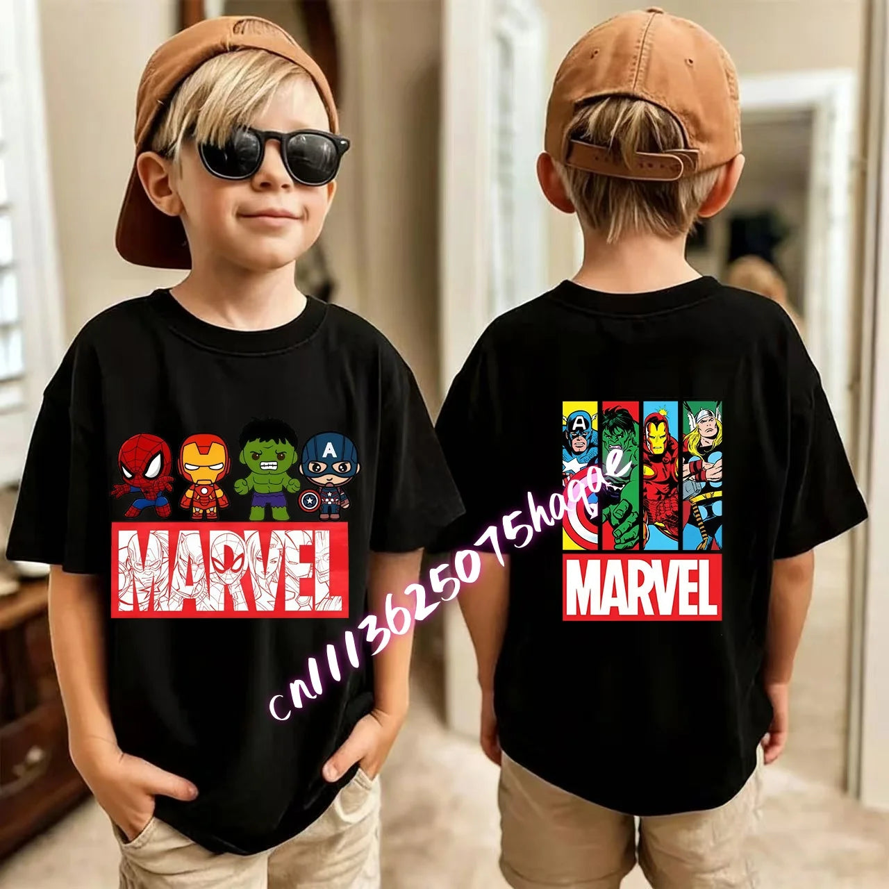 Kids Summer Cute Spider-Man Print Children's Short-Sleeved T-Shirt for Girls Boys 100% Cotton - Fashionable Short Sleeve