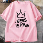 Jesus Is King T-Shirt for Him Jesus Christian Gift for Him Christ Religious T Shirt God Is Good Printed Tshirt High Quality Tee