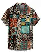 Hawaii Shirts for Men 3D Paisley Graphic Short-sleeved T-shirt Casual Lapel Buttons Male Tops Summer Oversized Bohemian Man Tees