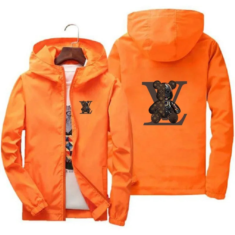 Spring and autumn casual printed zipper hooded jacket, fashionable new windproof and waterproof men's outdoor sportswear