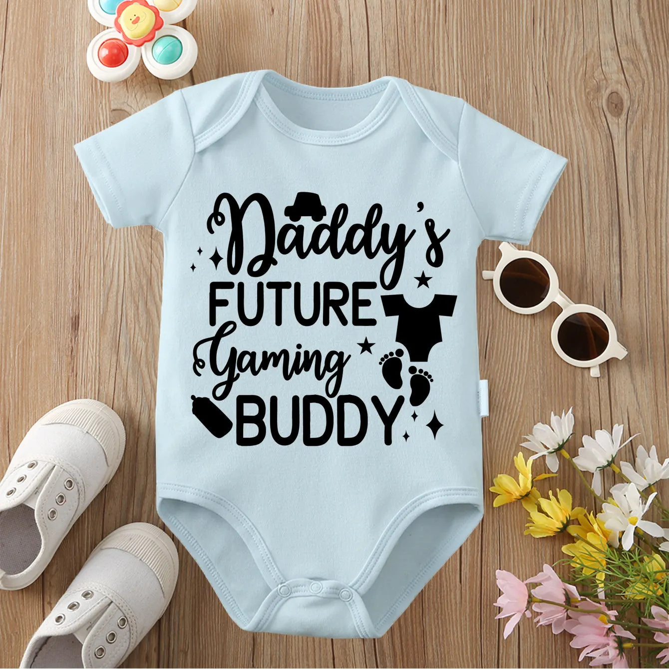 Daddy's Future Gaming Buddy Print Cloths Pure Cotton Comfortable Onesie Bodysuit for Baby Jumpsuit for 0 To 12 Months Newborn