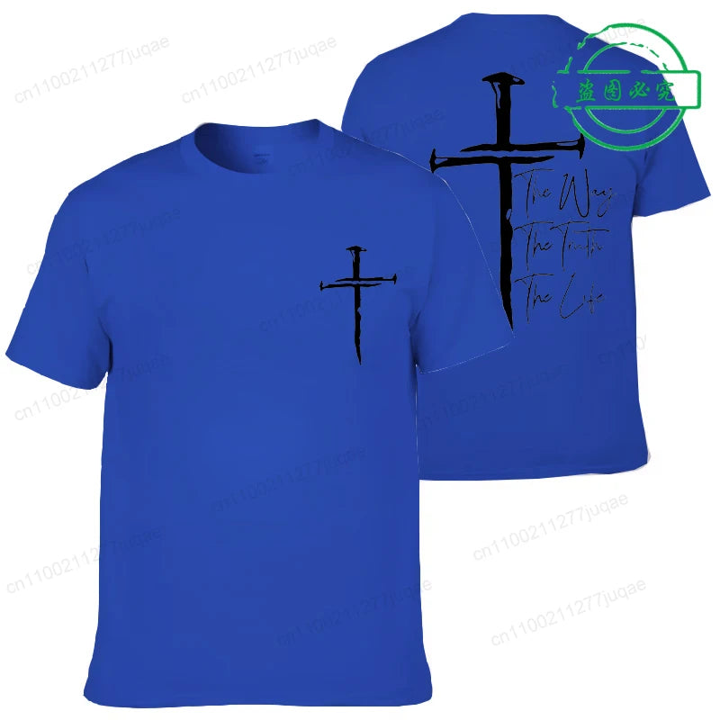 New Summer Men's T-Shirt Clothing Jesus Cross Vintage Printed Tees for Men Women Oversized Tops Christian Faith Shirt Clothing