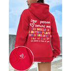 Dear Person Behind Me Hoodie Women Colored Letters Warm Fleece Woman Hoody Fur-liner Spring Autumn Hoodies Y2K Casual Tops