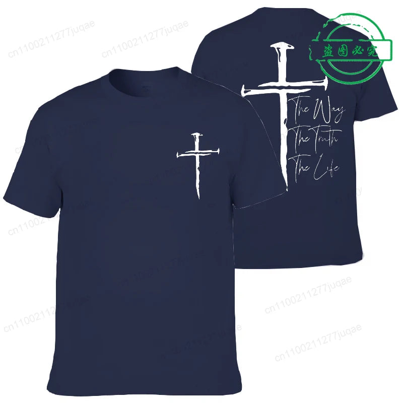 New Summer Men's T-Shirt Clothing Jesus Cross Vintage Printed Tees for Men Women Oversized Tops Christian Faith Shirt Clothing