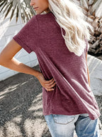 Plus Size 1XL-8XL Women's Loose Tops Ladies Casual V-neck Short Sleeve Pocket T-shirt Spring and Summer New Style