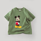 Disney Mickey Boys T Shirts Short Sleeved Tops Cartoon Cotton Kids Clothing Summer Casual Simple Children Tees Toddler Costume