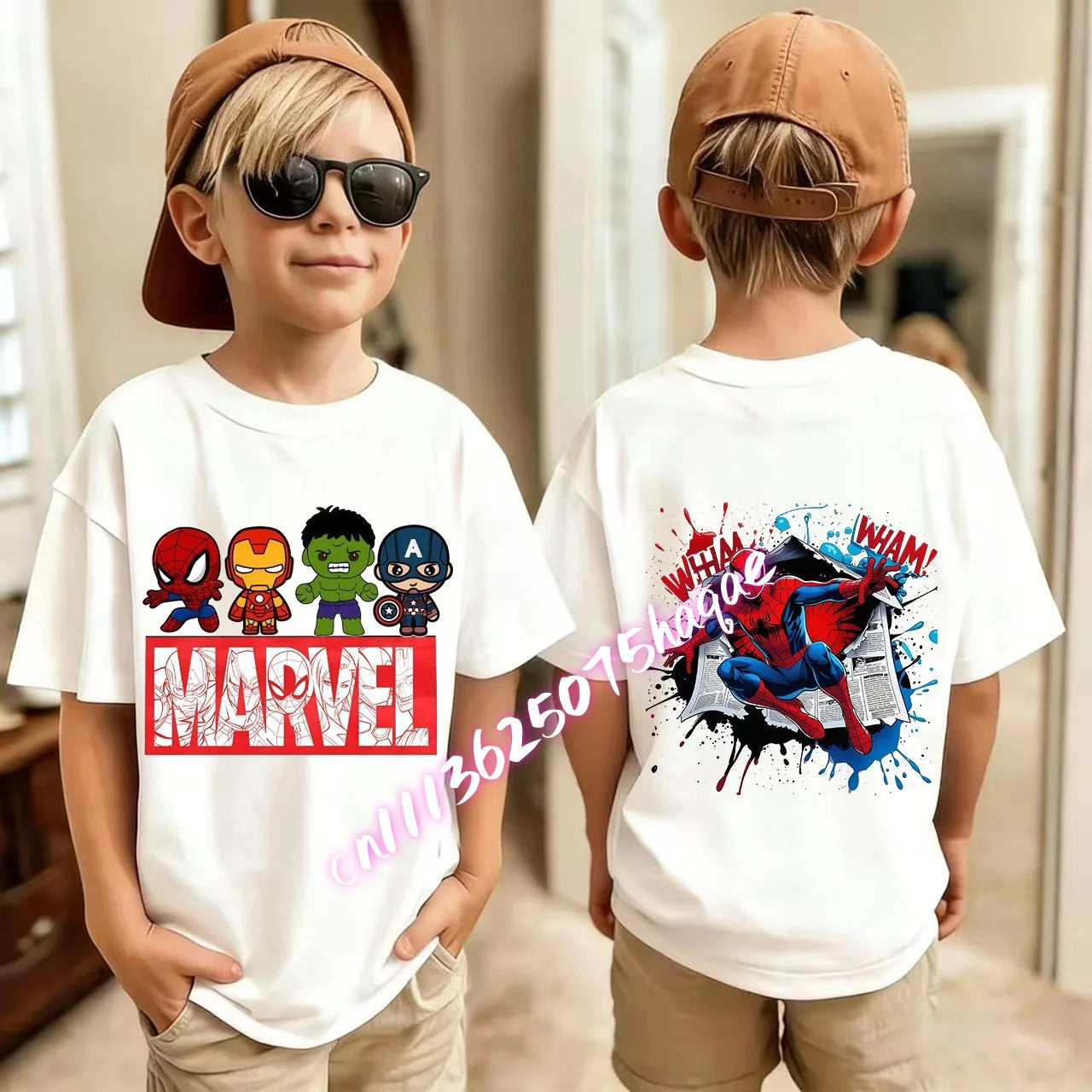 Kids Summer Cute Spider-Man Print Children's Short-Sleeved T-Shirt for Girls Boys 100% Cotton - Fashionable Short Sleeve