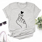 New Women T Shirt Cute Than Heart Printed T-shirt Fashion Love Heart Loose Short Sleevs Round Neck T-shirt Casual Female Tops