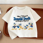 Disney Donald Duck T-shirt Summer Kids Clothing Printed Cartoon Short Sleeve Tops Popular Design Baby Boys T Shirts Crewneck