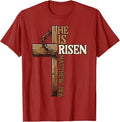 Easter Cross He Is Risen Jesus Christian Men Women T-Shirt Christian Cross Bible John 3:16 Reflection 0L3Q48 Saying Tee Novelty