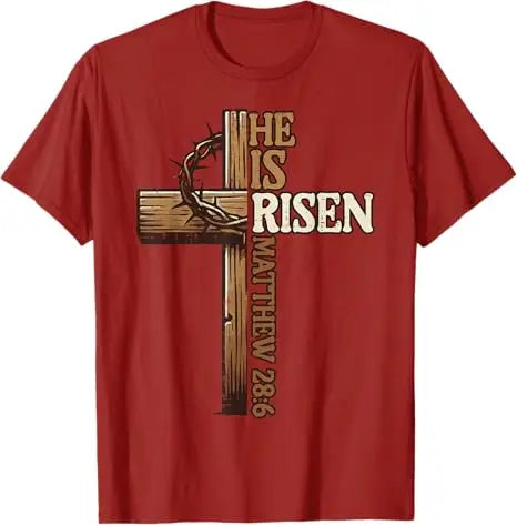 Easter Cross He Is Risen Jesus Christian Men Women T-Shirt Christian Cross Bible John 3:16 Reflection 0L3Q48 Saying Tee Novelty