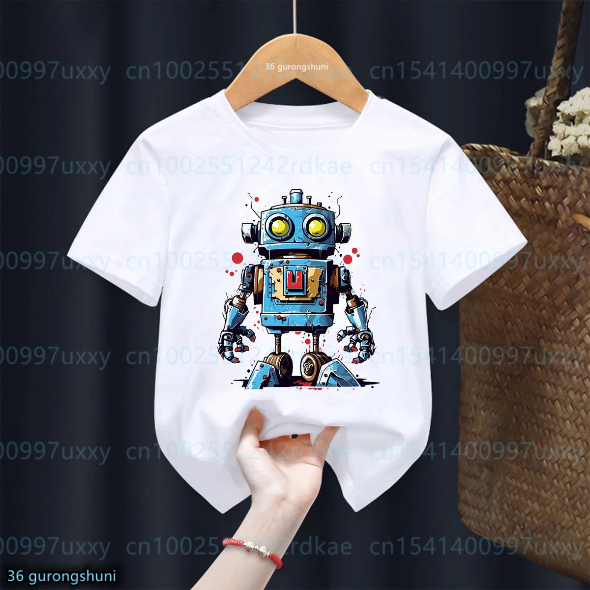 New Boys T-shirt Cool Robot Print Tshirt Fashiona Trendy Boys Clothing Cute Baby Tshirt Summer O-Neck boys Top 1-15 yeas old