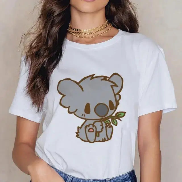 Women Cartoon Kawaii Animal Koala Print Woman Tshirt Harajuku Ropa Mujer Graphic Plus Size T-Shirt Casual Streetwear  Tees