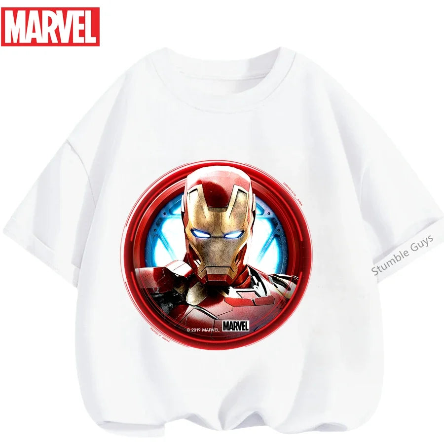 Kids Marvel Iron Man Avengers T-Shirt Boys Girls Summer Casual Tees 2026 New Anime Clothes