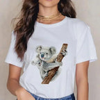 Women Cartoon Kawaii Animal Koala Print Woman Tshirt Harajuku Ropa Mujer Graphic Plus Size T-Shirt Casual Streetwear  Tees