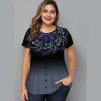 Large Size Loose Fit Women's T-shirt Summer New Short Sleeve Crewneck Tshirt Flower 3d Print Top Plus Size Ladies Clothing